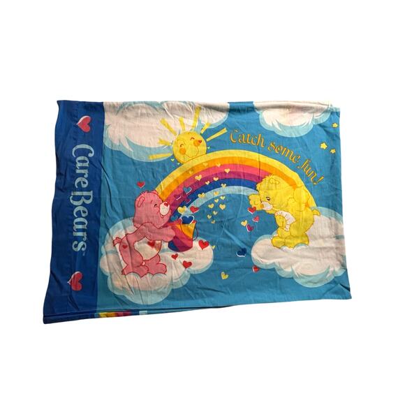 Care Bears Pillowcase | Vintage 1980s | Rainbow & Clouds & Hearts | EUC - Picture 1 of 5